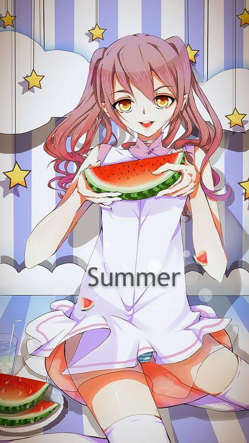 吃瓜少女水粉画,描绘青春的甜蜜与酸涩